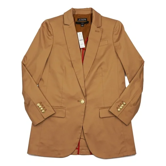 New JCREW Size 0 Alfie Blazer in Chino - $198 Camel AY707